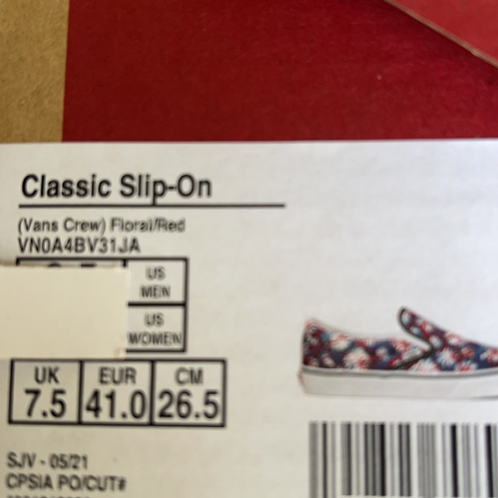 Vans Classic Slip On Vans Crew Floral/Red Men’s - Picture 16 of 16